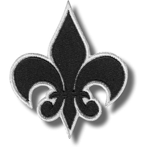 2 Pieces Fleur-de-Lis Emblem Shield Embroidered Patches - Black