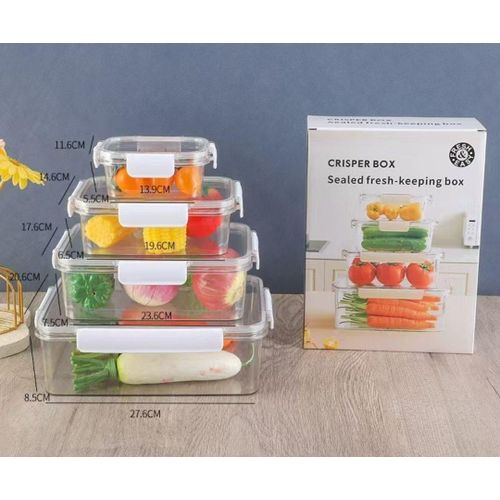 4pcs set rectangle food storage box with lock