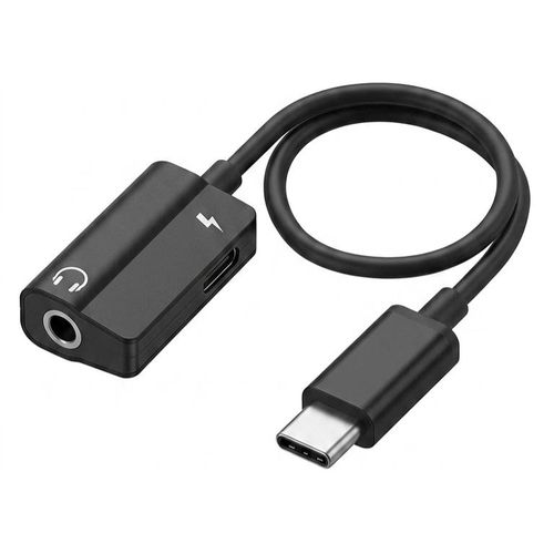 2-in-1 USB C to 3.5mm Headphone Jack and Charger Adapter, USB-C Audio Aux Dongle with Fast Charging Pass-Through Port for iPhone 15/16 Pro Max, iPad Pro, Samsung Galaxy S24/S23, Pixel - Black