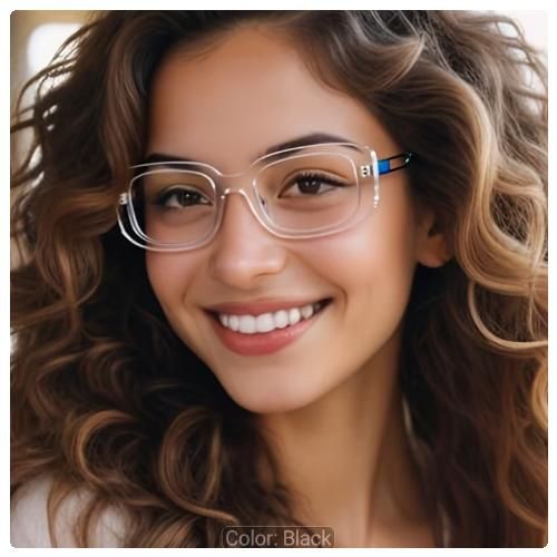 Transparent Square Frame Blue Green Purple Metal Arms Tr90 Plastic Titanium Optical Eyeglasses