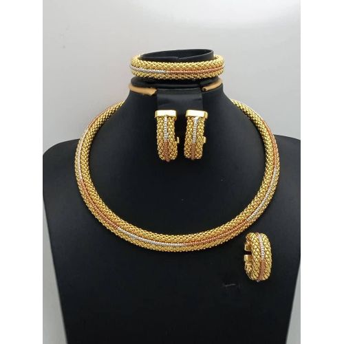 Breathtaking Silver-Finish Dubai Luxury Zirconia Complete Jewelry Ensemble