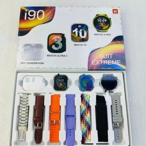 I90 SUIT EXTREME SMARTWATCH WITH 7 STRAPS, 3 WATCHES & EARPOD