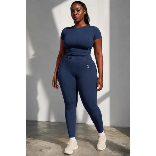 Women’s Seamless Sculpting Tee & High-Waisted Leggings 2-Piece Activewear Set – Purple