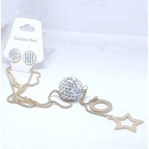 NON TARNISH LUXURY Shimmering Ball Earring And Necklace