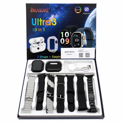 S12 Ultra3 Max Smart Watch 49mm Bluetooth Call with 7 Straps Earbuds & Protective Case For Android iOS