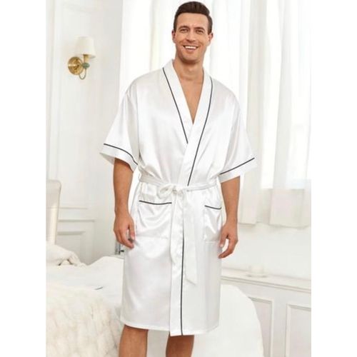 Luxury Men’s Satin Sleeping Robe – Soft Silky Nightwear, Lounge & Bath Robe with Waist Belt