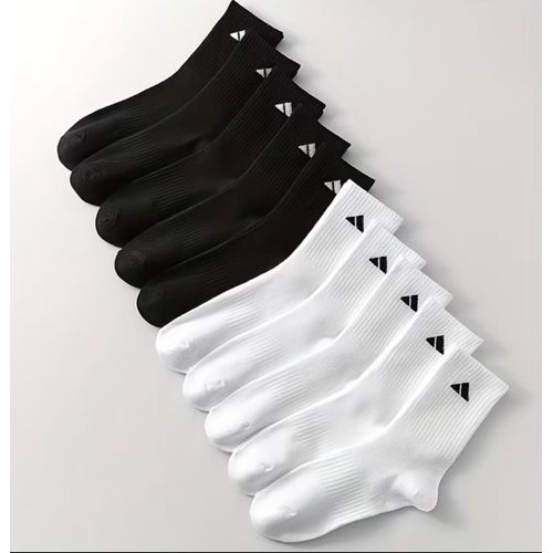 6pcs/3 Pairs Men'S Mid-Calf Socks High-Waisted Long Sports Socks Solid Color Easy Elasticated Socks Unisex Couple'S Versatile Autumn/Winter Streetwear Socks