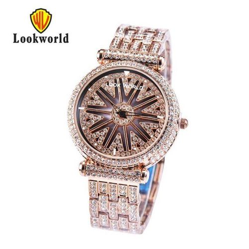 LOOKWORLD SPINNING LUXURY ICE STONED WRISTWATCH + FREE CASE