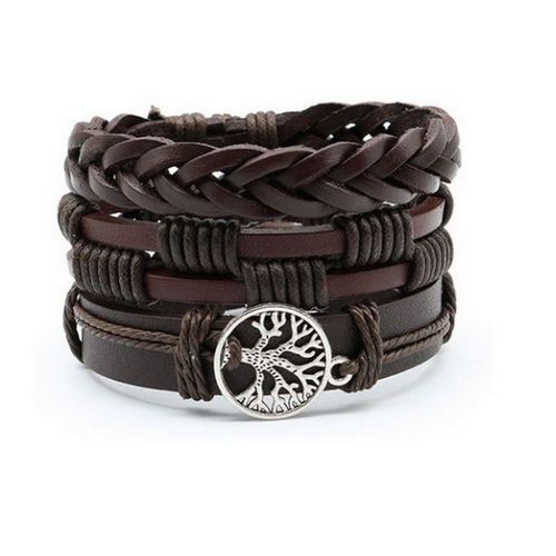 3pcs Luxury Leisure Braided Adjustable Leather Bracelet