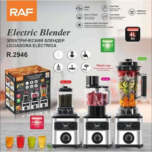 RAF 8 In 1 Multifunctional Blender 800W Food Processor 4L Juicer Grinder Chopper Mixer R.2946