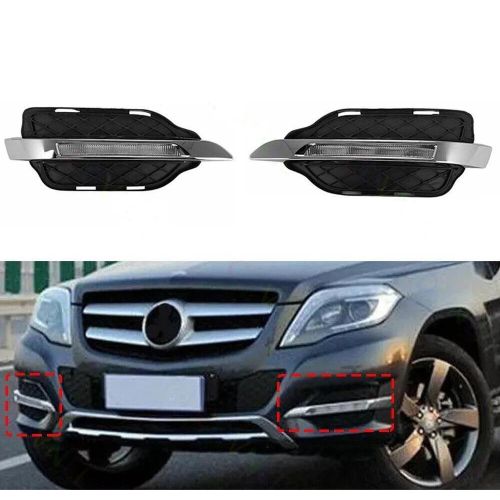 Front complete Fog Driving Light Assembly, Daytime Running Light Fog Lamp Kit for Mercedes W204 GLK300 GLK350 2013, 2014, 2015, 2016.