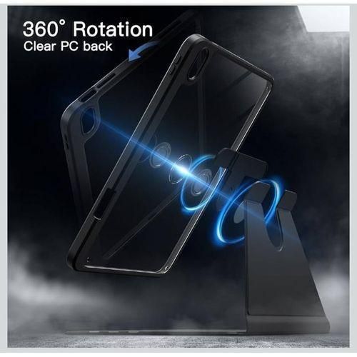 Galaxy A7 Shockproof Clear Back Tablet Case: Magnetic Tri-Fold Smart Stand Cover with Pencil Holder
