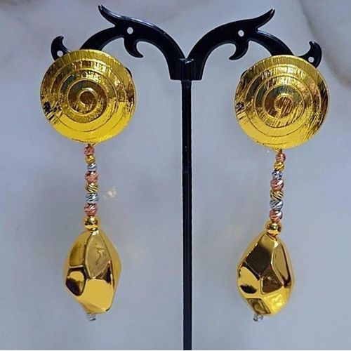 Gold spiral disc earrings