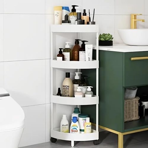 4 Steps Bathroom/Kitchen Corner Storage Rack Trolley Wheels