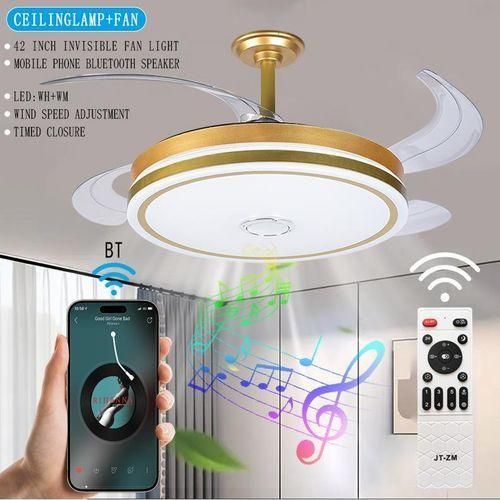 CeilingLamp+Fan+BT Chandelier Pendant Light LED Lighting Gold