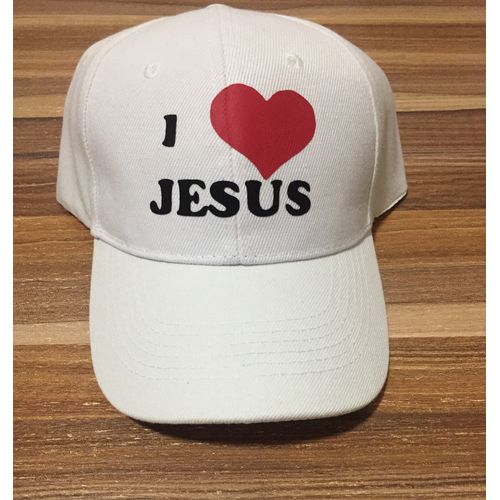 I Love Jesus Unisex Face Caps - White