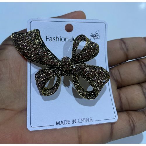 Vintage Bow Shaped Brooch-Bronze Gold