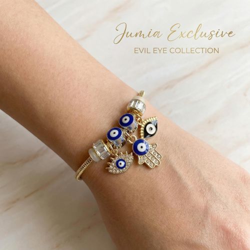 Women's Gold Hamsa Evil Eye Bracelet - Gold Plated Snake Chain with Hamsa Hand Evil Eye Pendant, Protection Charm Jewelry
