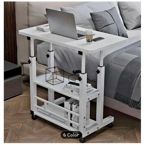 Mobile Adjustable Table, Reading Desk, Laptop Table, Living Room Decor (THICK LEGS + TYRES)