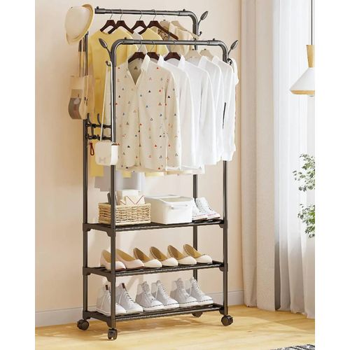 Multi-Tier Rolling Clothes & Shoe Rack