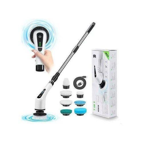 7 In 1 Power Scrubber Multipurpose Electric Spin Cleaner With 8 Replacement Brush Heads Rotatable For Bathroom Tub Tile