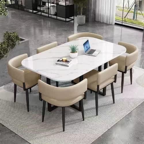 Pelly Dining Set With Marble Table And 6 Chairs
