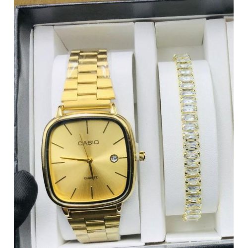 SET OF TENNIS ZIRCONIA BRACELET AND WRIST WATCH