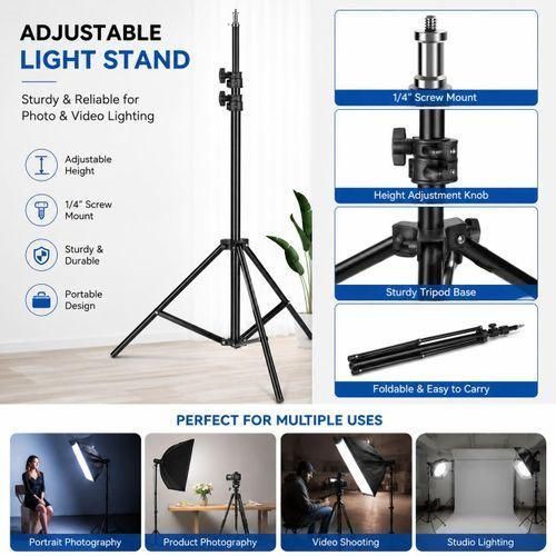 Adjustable Light Stand – Foldable Tripod with 1/4 Screw Mount for Photography, Video, Ring Lights & Studio Lighting Reflectors ,Projectors
