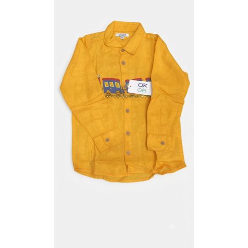 yellow long-sleeve casual shirt