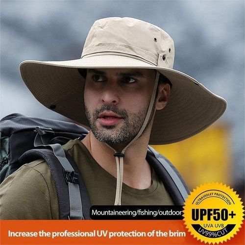 Men's Sun Hat, Anti-UV Bucket Hatt, Cowboy Hat - Khaki
