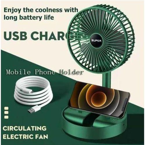 Rechargeable Table Fan - Retractable Wireless Mini