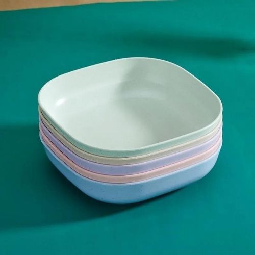 5Pcs Wheat Straw Square Bone Plates, Nordic Light Color Stackable Spit Tray, Multi-purpose Snack Fruit Dessert Dish for Home Dining Table