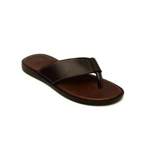Unisex Comfort Simple Style Palm Leather Slippers - Brown