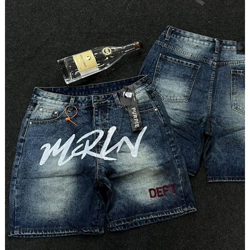 Dark wash Blue-distressed denim shorts jeans