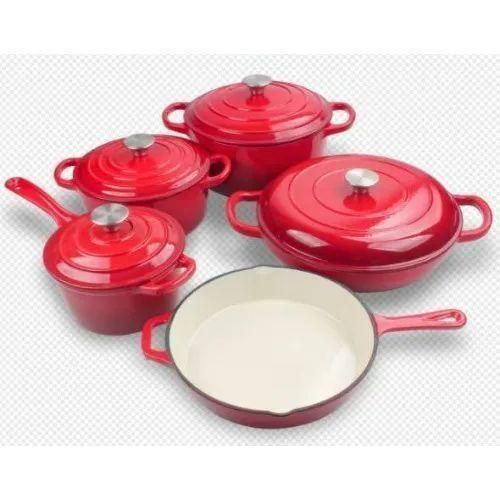 5 piece Enameled Cast iron pot set