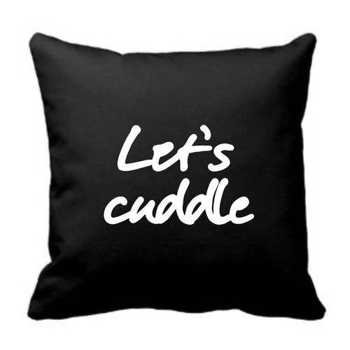 Let Cuddle Printed/branded Black Throw Pillow
