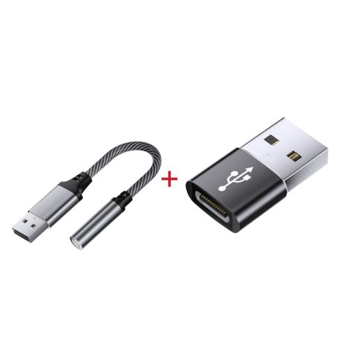 2PCS USB to 3.5mm Audio AUX+Type-C Female to USB Male OTG Adapter