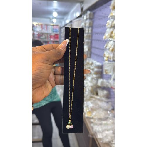 Twin Bloom Pendant Necklace - Gold/Pink