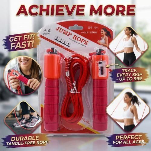 Digital Counting Skipping Rope - Adjustable Jump Rope for Weight Loss, Gym & Home Fitness - ORANGE