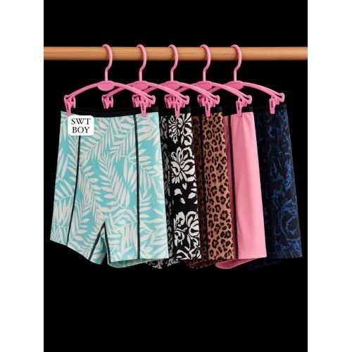 Flowered seamless tights for ladies 6 pieces blue black green brown