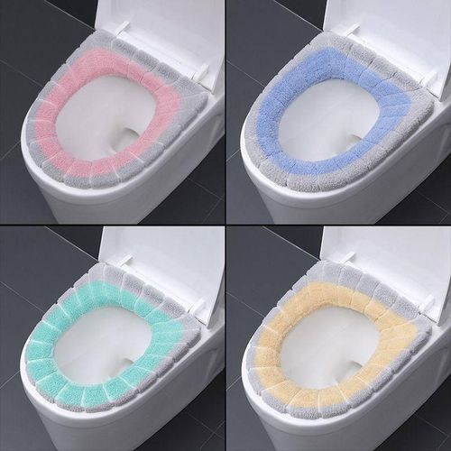 Soft Plush Washable Toilet Seat Cover Mat - Warm & Stretchable Cushion