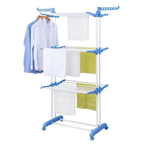 3-tier vertical clothes drying rack on wheels