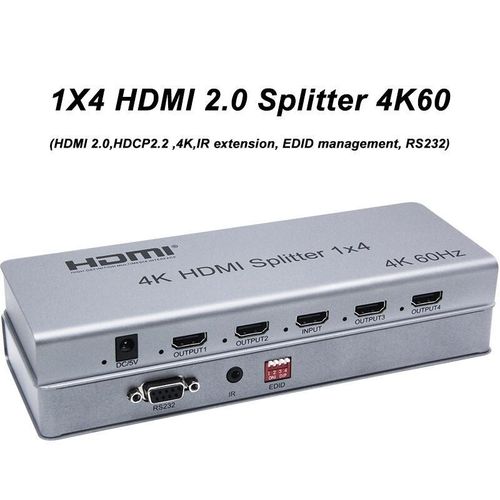 1 In 4 Out 4K60Hz HDMI Splitter with HDCP – HDMI Display Duplicator