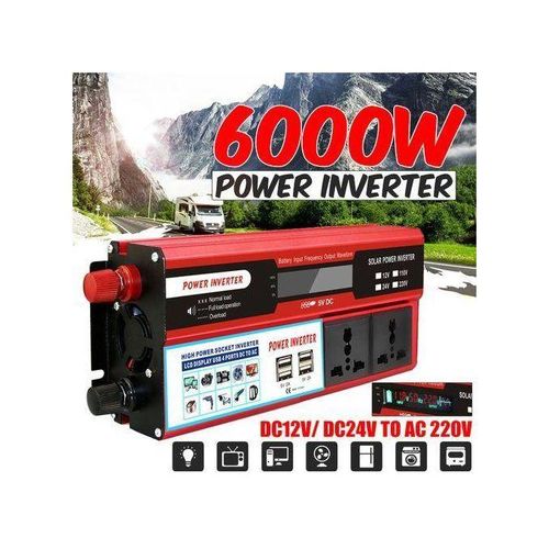 6000W 4USB Solar Power Car Inverters DC1224V To AC 220V Modified Sine Wave Voltage Transformer Car Adapter Charging ConverterDC 24V To AC 220V