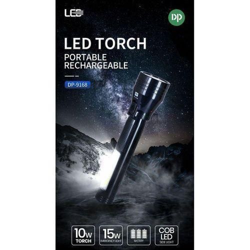 Portable LED Flashlight Work Light Powerful Handheld Torch with Bright COB Side Light Rechargeable Emergency Lamp for Camping, Home, Car & Outdoor Use