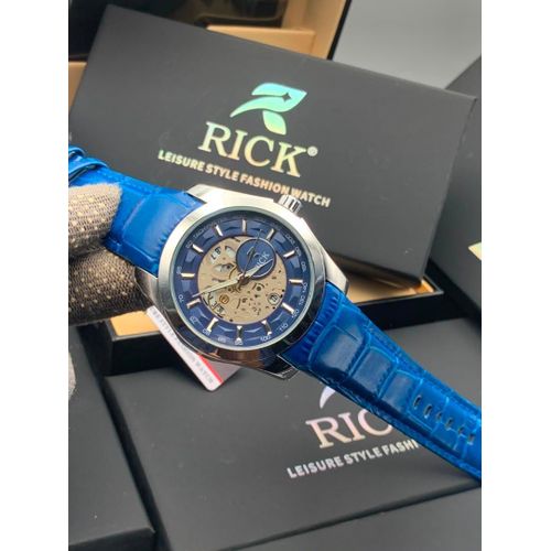 Elegance Sophisticated Quality Analogue Designer Blue Leather Chronograph Wristwatch