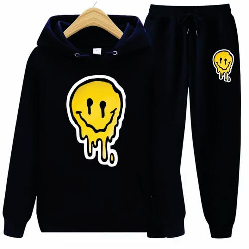 Quality Styled Black Hoodie & Joggers With Yellow Print