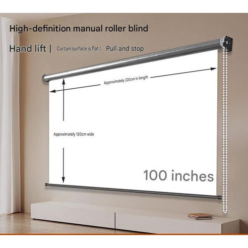 Portable Mobile 220cm Length Projector Screen Curtain Pull Down,120 Wide Portable Non Crease Projector Screen Retractable for Home Theater Meeting Room, School Indoor Outdoor Ceiling Wall Mount