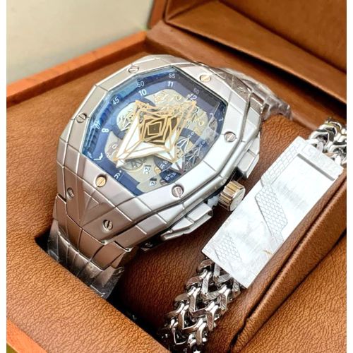 Super Sophisticated Real Men Steel Wrist Watch + Free Quality Bracelet For Men Of Steeze