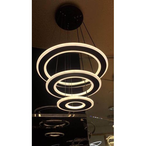 Chandalier ceiling light 3 Ring LED Chandelier Ceiling Light – 3 Colour Change Hanging Pendant Lamp for Living Room, Dining Room, Bedroom, Staircase, Hotel & Office